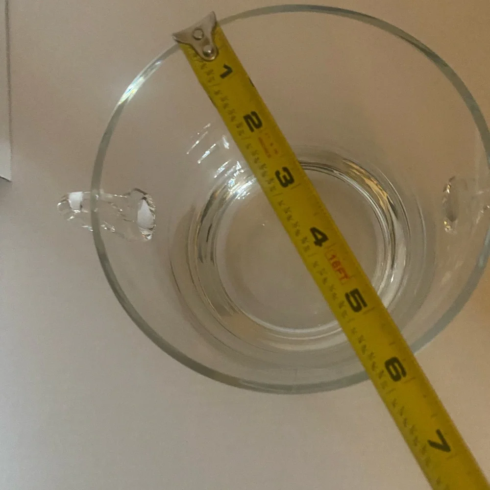 Elegant Clear Glass / Crystal Ice Bucket with she’ll design on front. Perfect.